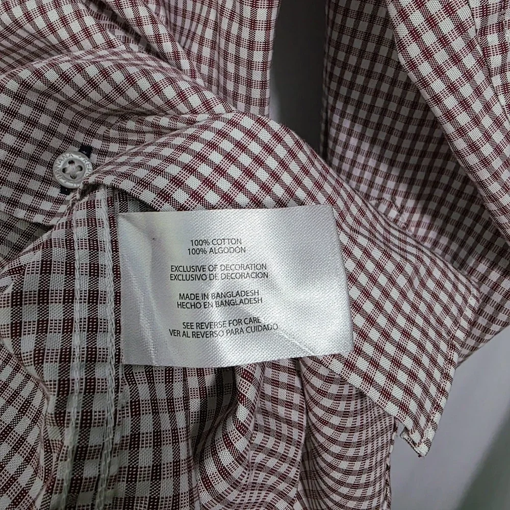 Banana Republic‎ Red Gingham Button Down Classic Fall Office Shirt 100% Cotton L